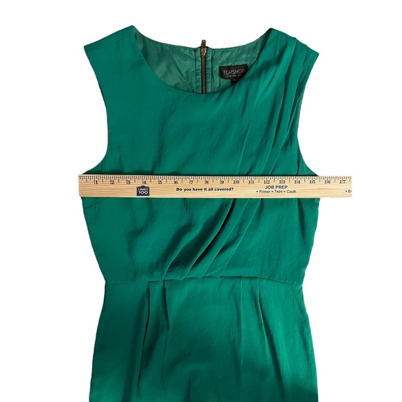 Topshop Emerald Green‎ Midi Draped Back Zip Dress Size 6 - Picture 7 of 9